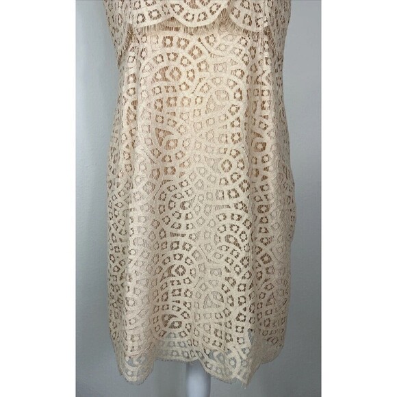 J. Crew Champagne Lace Sleeveless Mini Tiered Dress Size 10 - Picture 10 of 12